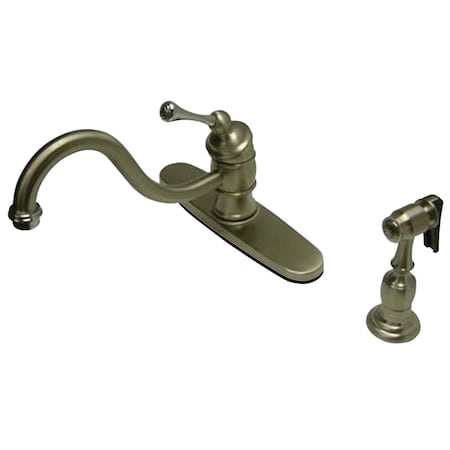 Kingston Brass 8" Kitchen Faucet W/ Brass Sprayer, Brushed Nickel KB3577BLBS